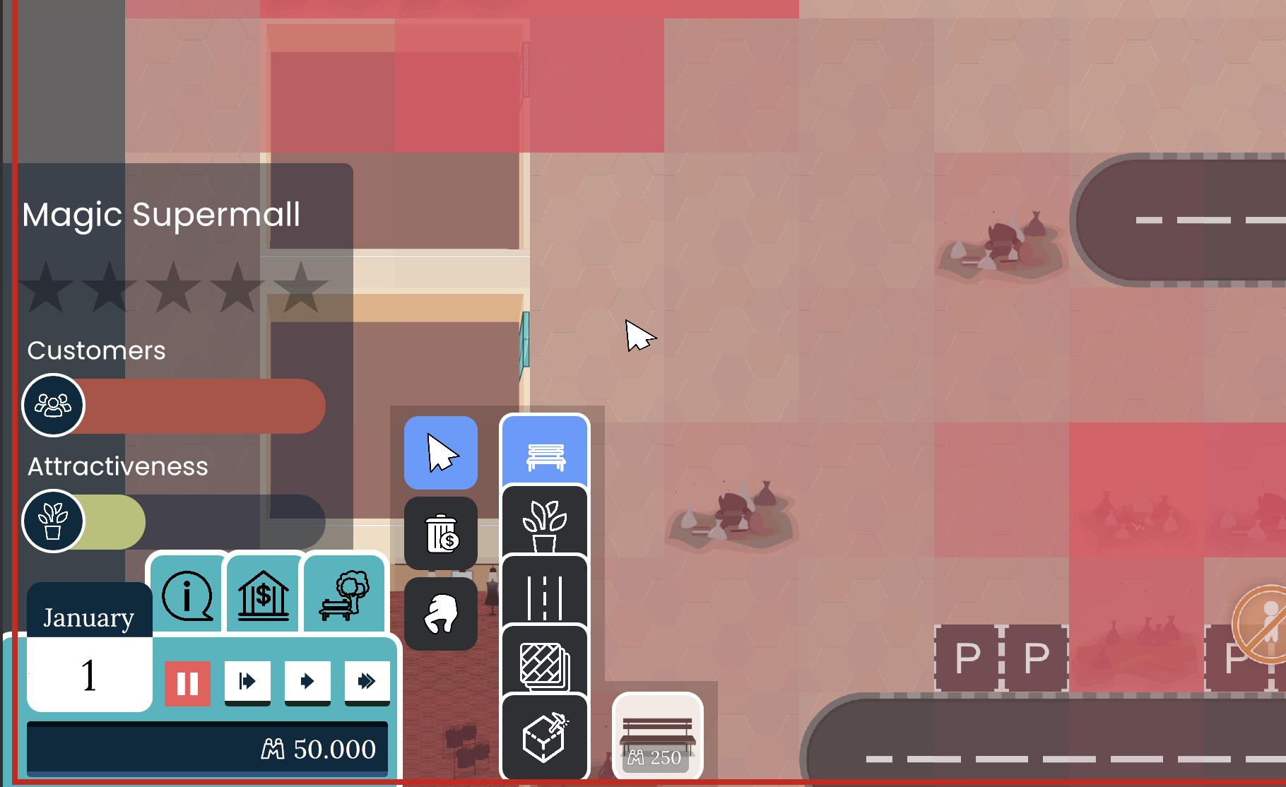 New build menu with tools and categories